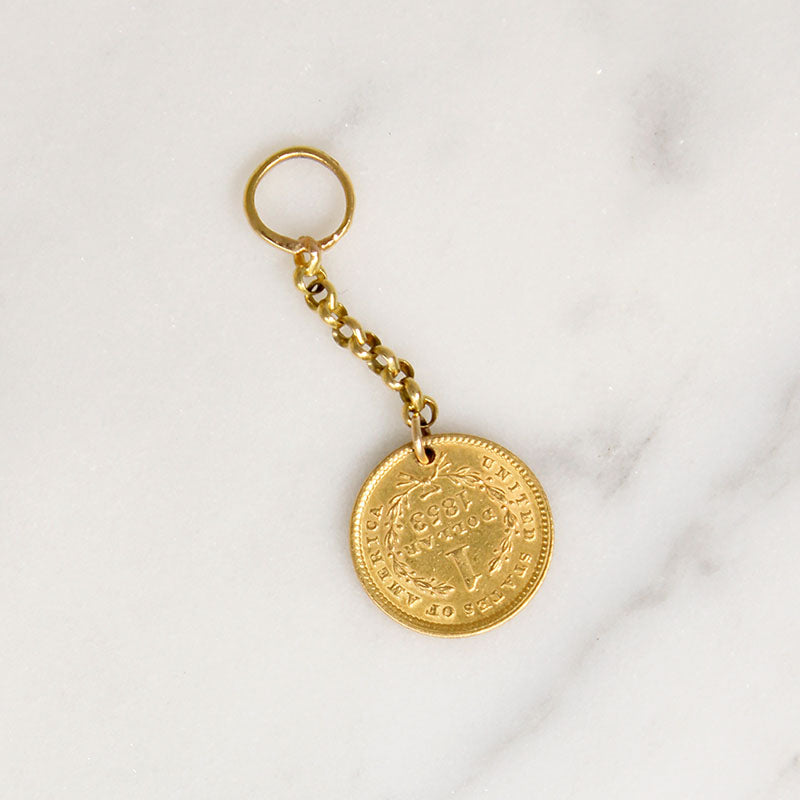 U.S. One Dollar 1853 24k Gold Coin on Chain