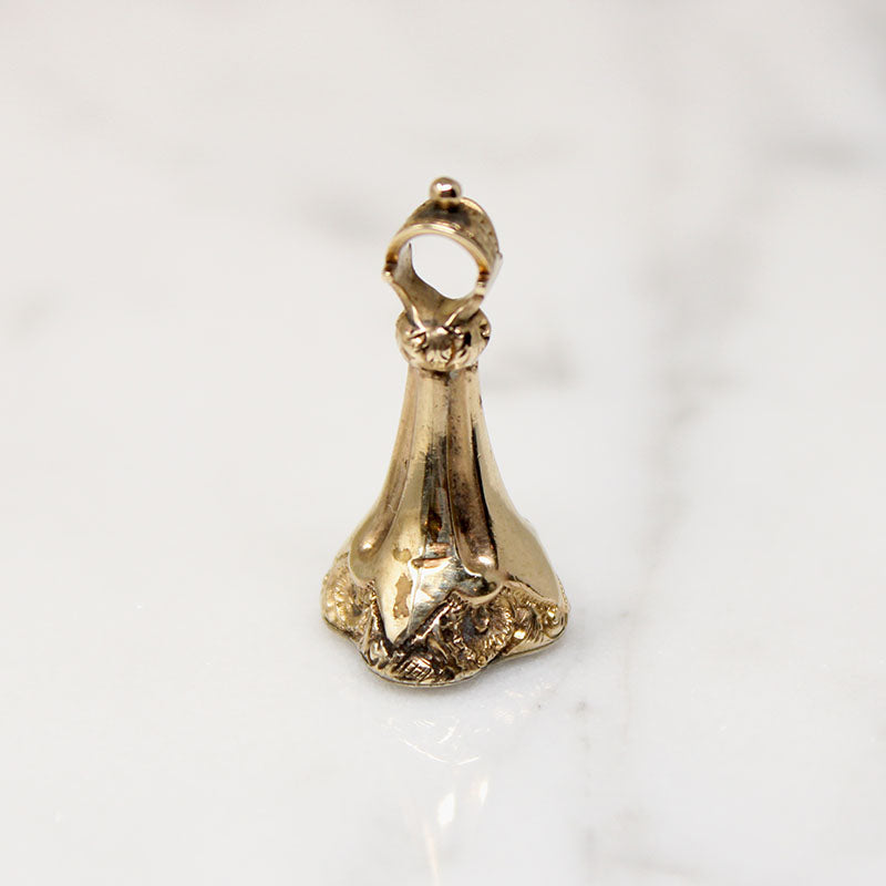 Small English 9ct Gold Fob with Bloodstone Shield