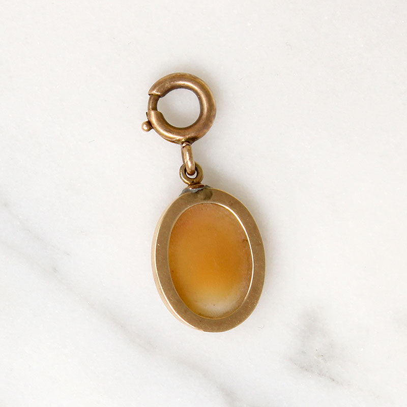 Wistful Woman & Tree Cameo in 14k Gold Pendant