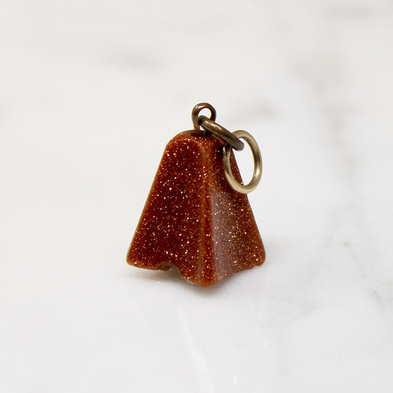 Bell-Shaped Goldstone Charm with Gold Bale