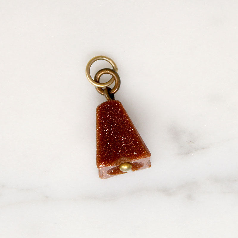Bell-Shaped Goldstone Charm with Gold Bale