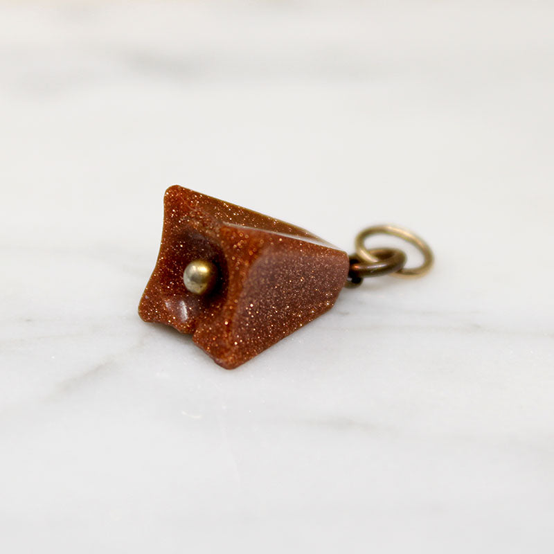 Bell-Shaped Goldstone Charm with Gold Bale