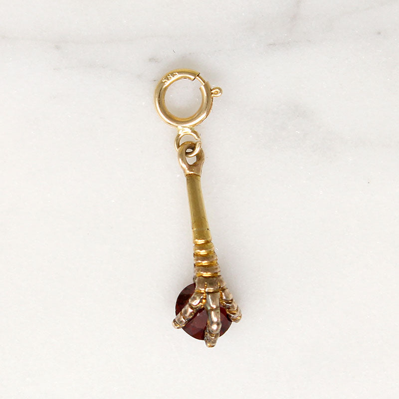 Witchy Bird's Talon & Garnet Talismanic Charm