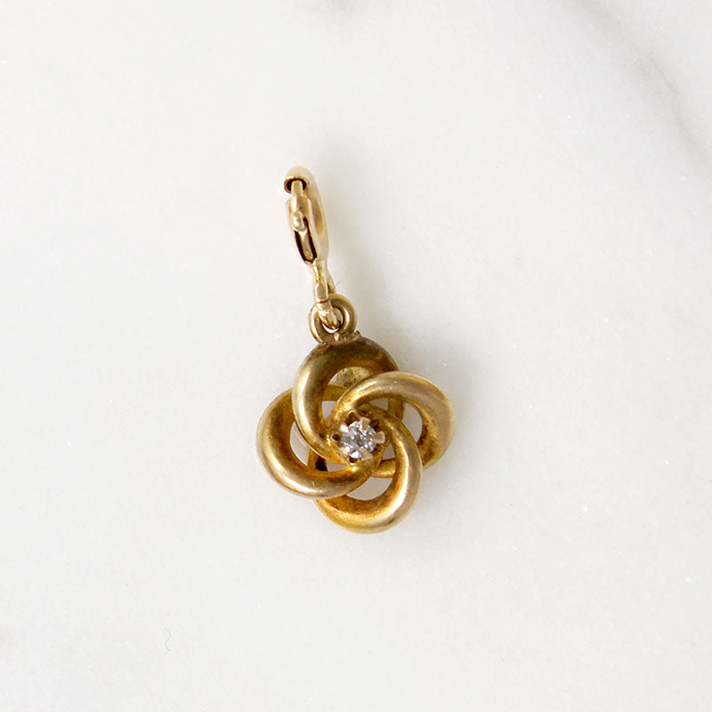 Petite 14k Gold Love Knot Charm with Diamond