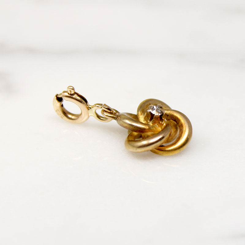 Petite 14k Gold Love Knot Charm with Diamond