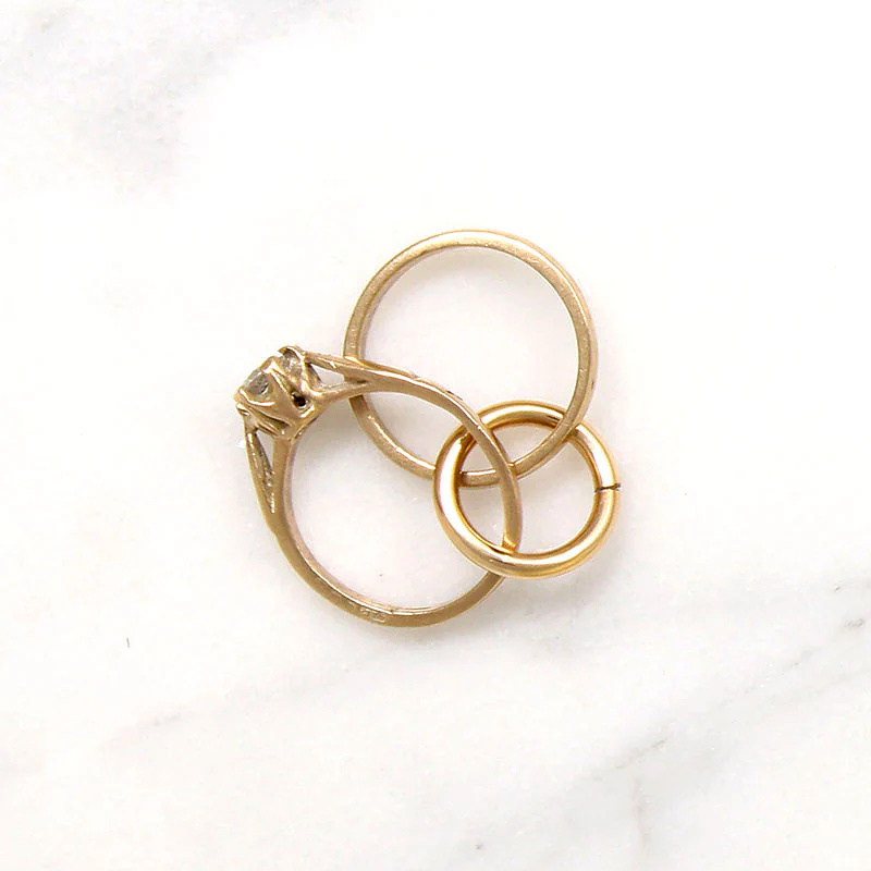 Miniature 9k Gold & Crystal Wedding Set Charm