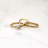Miniature 9k Gold & Crystal Wedding Set Charm