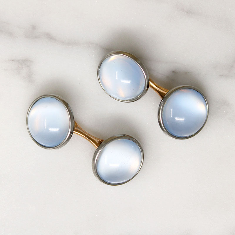 Gorgeous Two-Tone Moonstone Cufflinks by Krementz