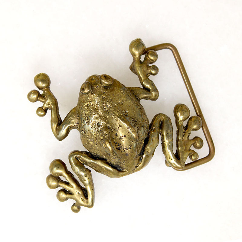 Brutalist Brass Frog Belt Buckle by C. Tasha