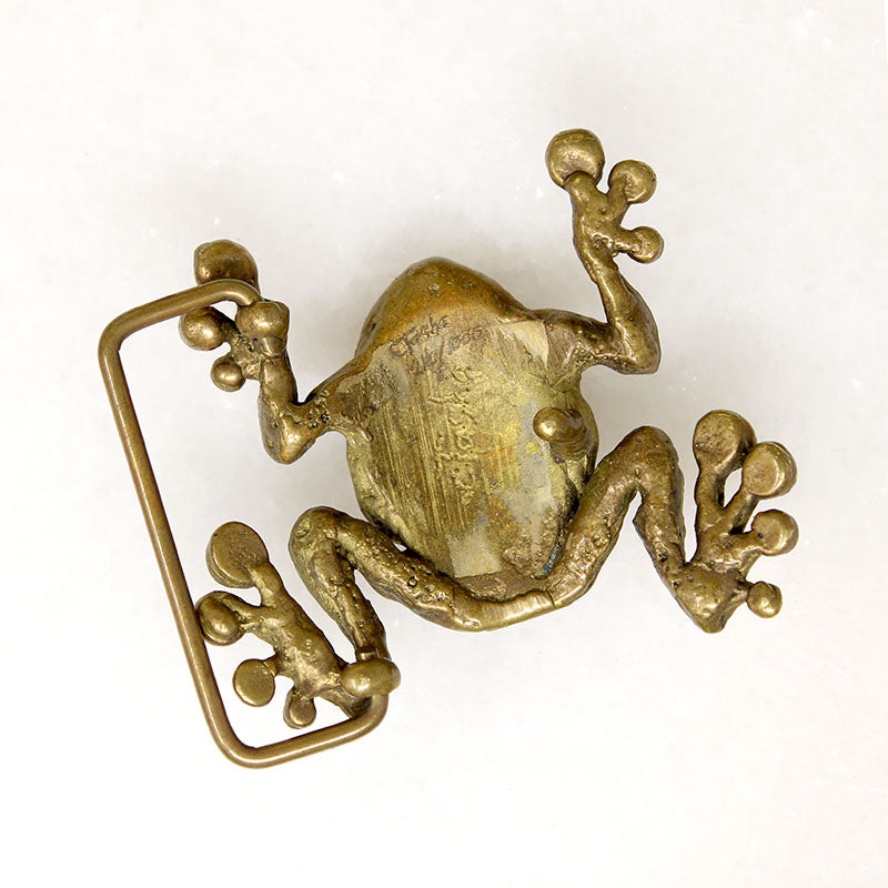 Brutalist Brass Frog Belt Buckle by C. Tasha