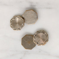 Hexagonal Cufflinks in Engraved 10k Gold