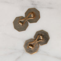 Hexagonal Cufflinks in Engraved 10k Gold