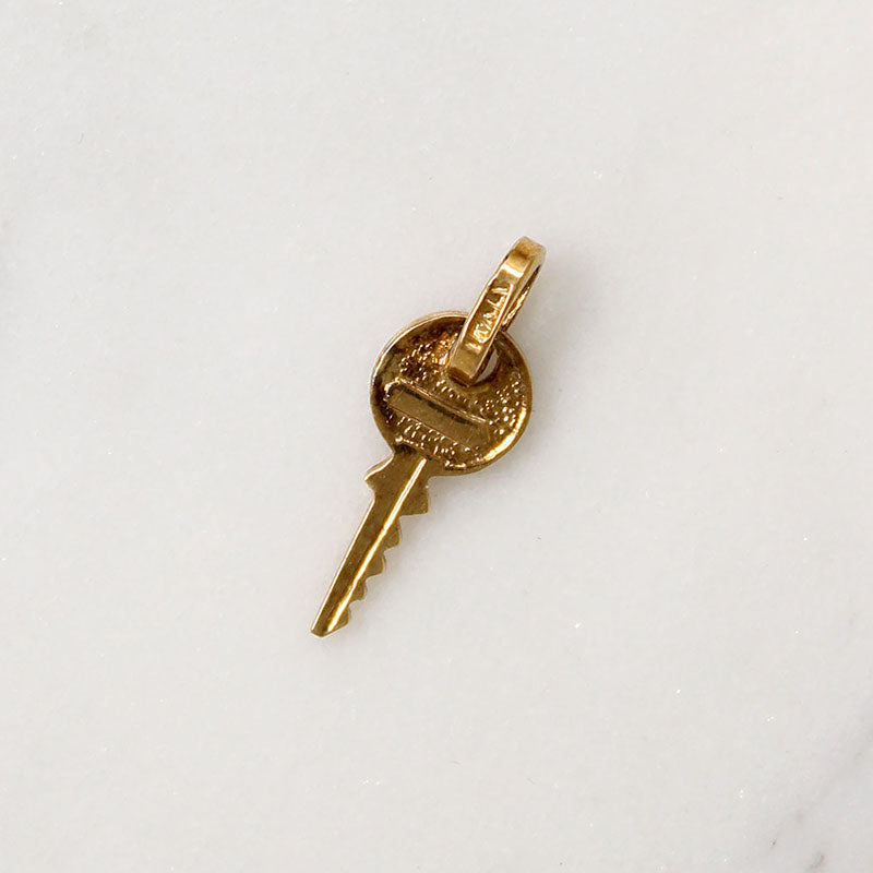 Tiny Italian "Del Cuore" 18k Gold Key Charm