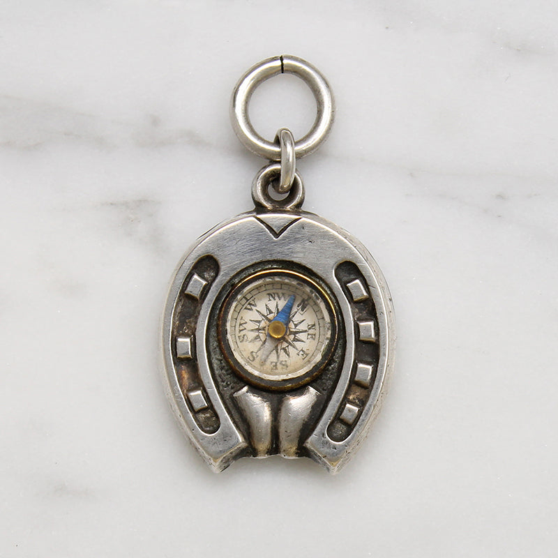 British Sterling Horseshoe Compass Fob