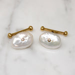 Opulent Baroque Pearl Cufflink & Stud Set with Diamond Accents