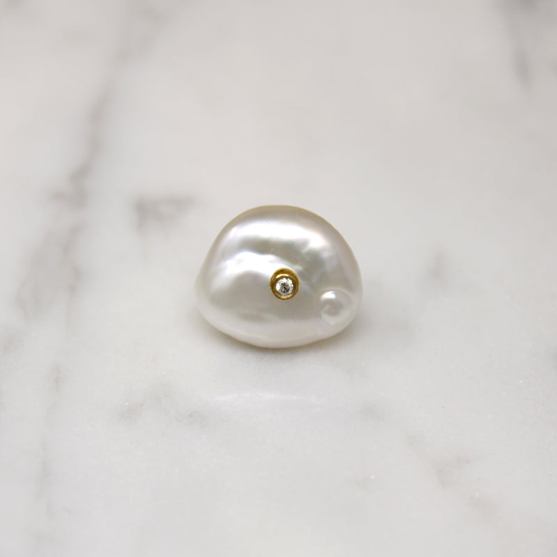 Opulent Baroque Pearl Cufflink & Stud Set with Diamond Accents