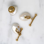 Opulent Baroque Pearl Cufflink & Stud Set with Diamond Accents