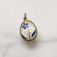 Blue Daisy Enamelled Egg Charm