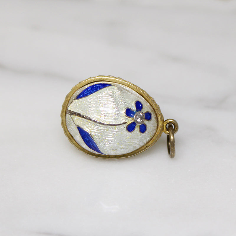 Blue Daisy Enamelled Egg Charm
