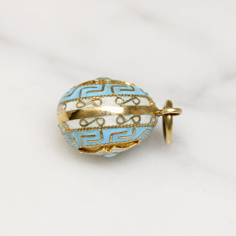 Miniature 14k Gold Enamelled Egg Charm