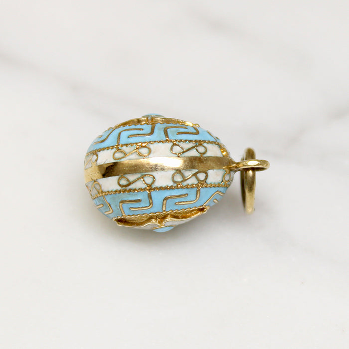 Miniature 14k Gold Enamelled Egg Charm