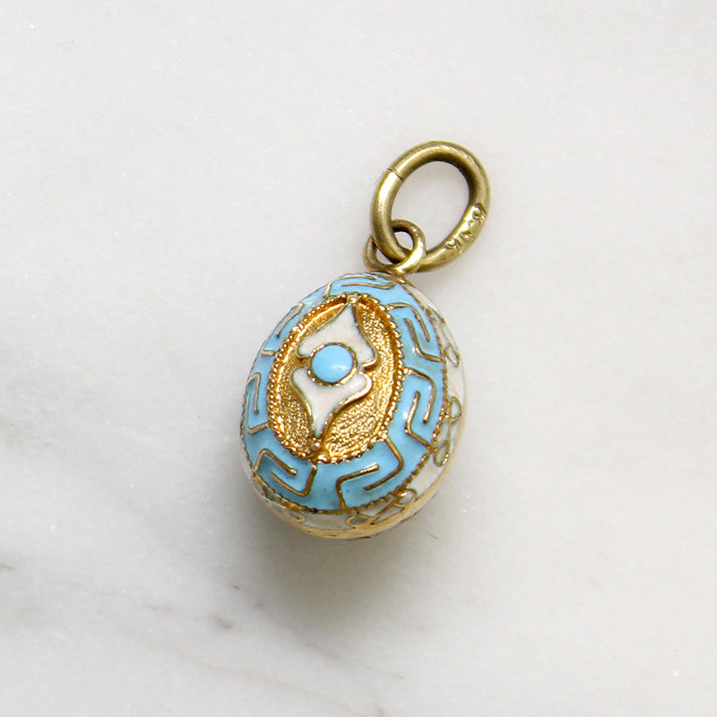 Miniature 14k Gold Enamelled Egg Charm