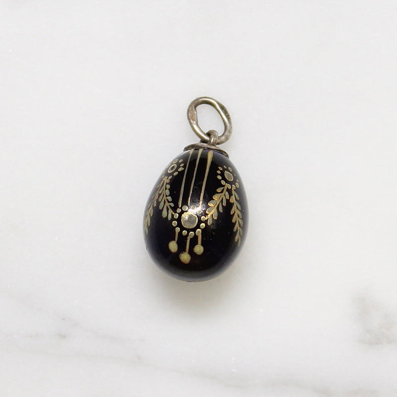 Funereal Black & Gold Imperial Russia Egg Charm