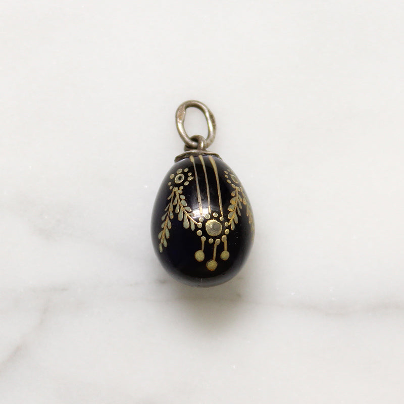 Funereal Black & Gold Imperial Russia Egg Charm