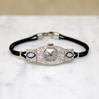 Movado Diamond Encrusted Platinum Art Deco Watch