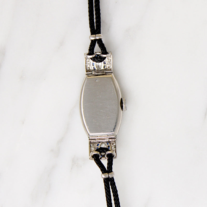 Movado Diamond Encrusted Platinum Art Deco Watch