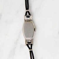 Movado Diamond Encrusted Platinum Art Deco Watch
