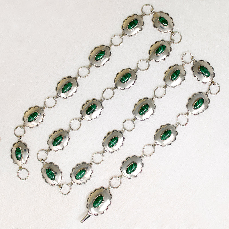 Fabulous Sterling Silver & Malachite Concho Belt