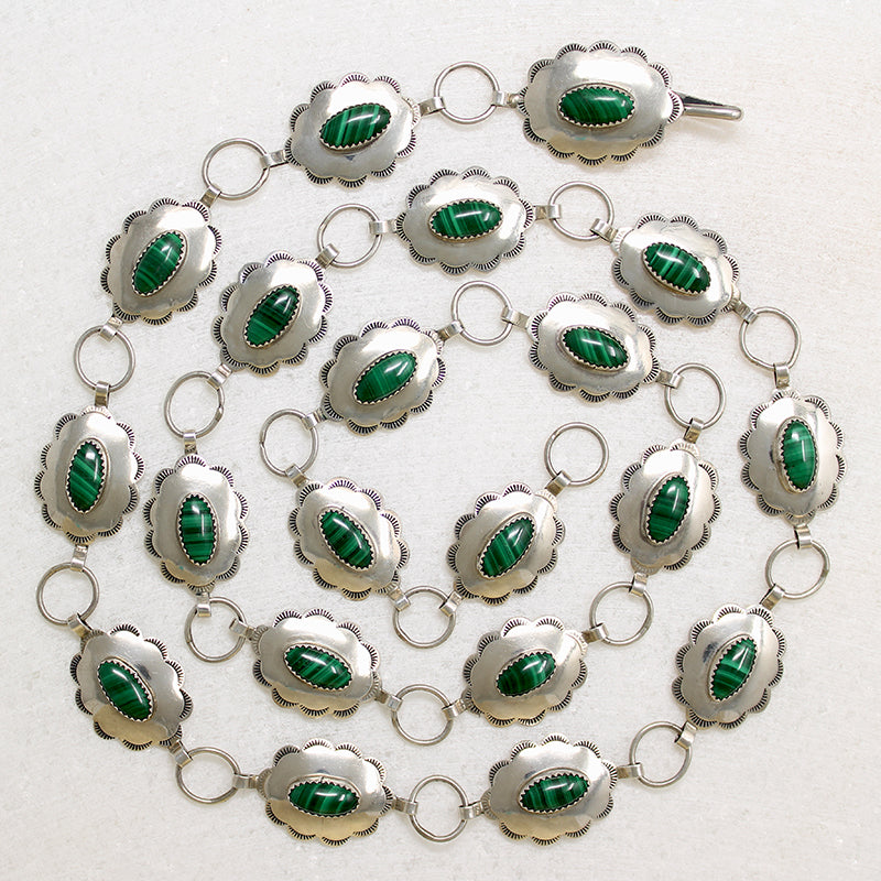 Fabulous Sterling Silver & Malachite Concho Belt