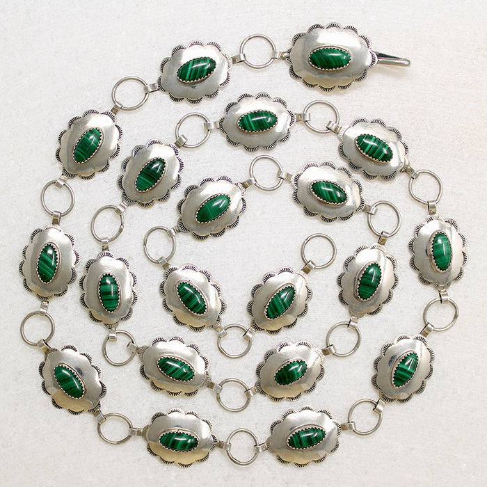Fabulous Sterling Silver & Malachite Concho Belt