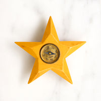 Bright Yellow Bakelite Star Button with Compass