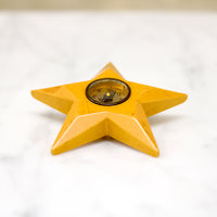 Bright Yellow Bakelite Star Button with Compass