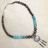 Silver Coin & Turquoise Heishi Beads with Eagle Pendant