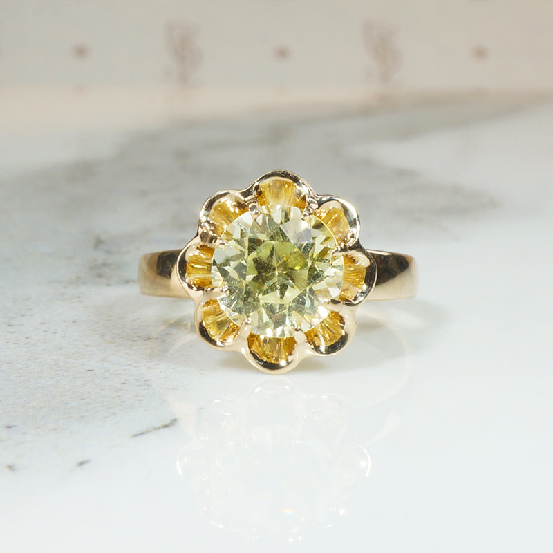Antique Yellow Sapphire Engagement Ring