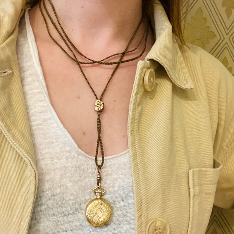Petite Vintage Gold Hunters Case Pendant Watch