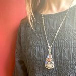 Fantastical Art Deco Sterling Marcasite Gem Set Necklace