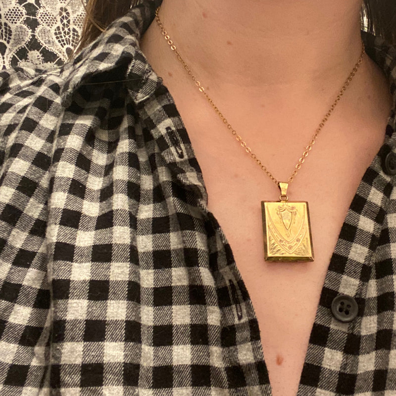 Two Tone Engraved Art Deco Locket