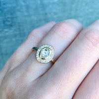 Rose Cut Diamond Halo 18k Yellow Gold Ring