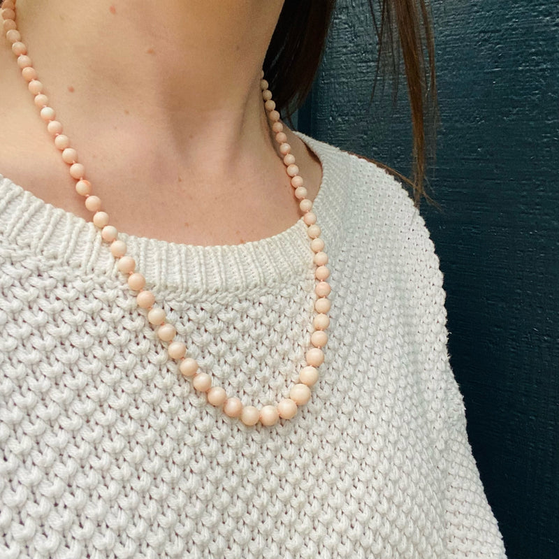 Blushing Angel Skin Beads with Gold Clasp
