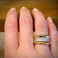 Wide Gold and Pavé Diamond Band
