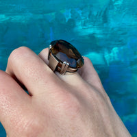 Mid Century Modern Silver and Quartz Statement Ring