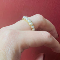 Bold Gold Modern Estate Pearl Eternity Band