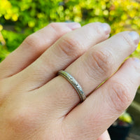 Art Deco White Gold Band with Crisp Engraving