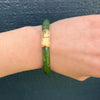 Jade Hinged Bangle with Engraved Gold Details