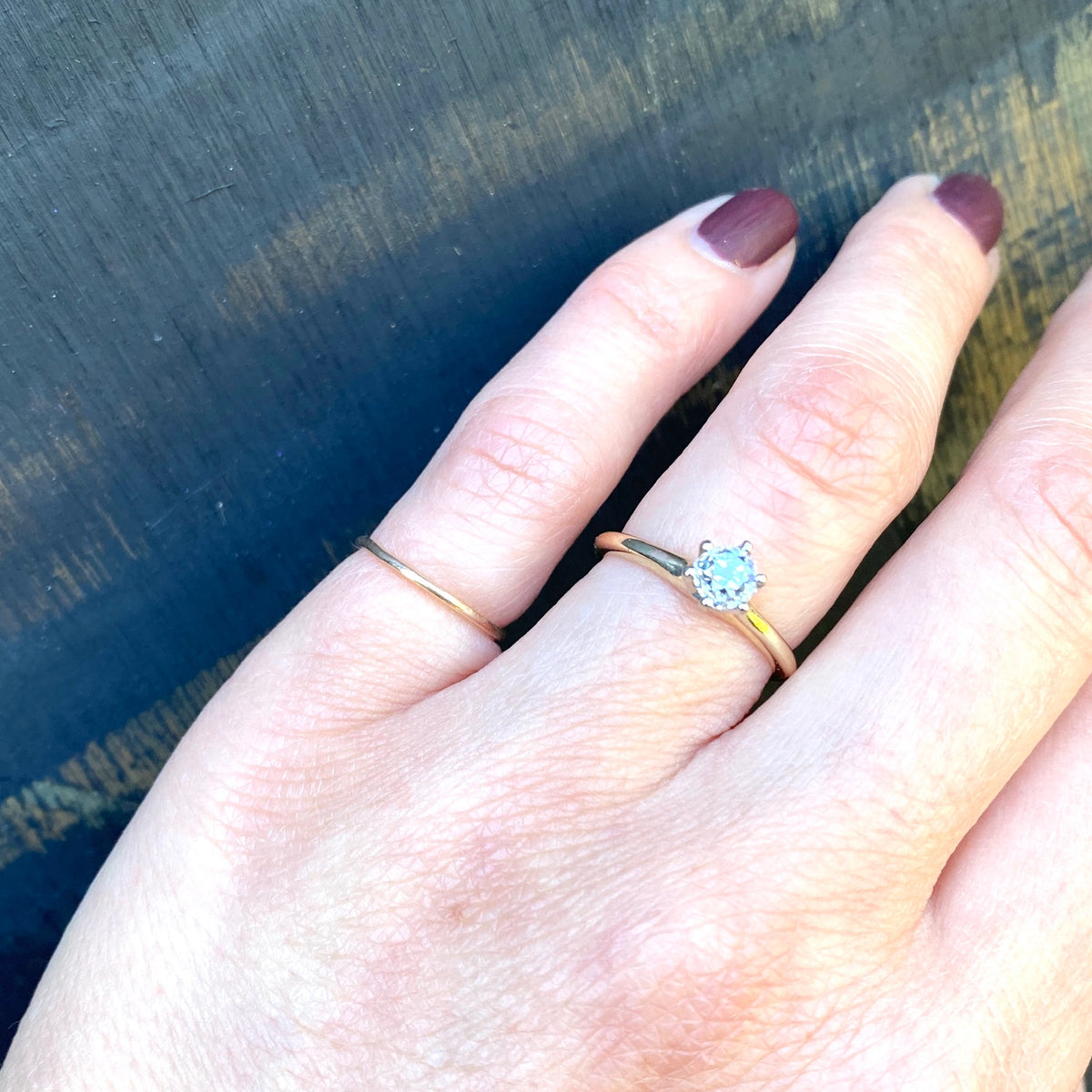 Cushion Old Mine Cut Gold Solitaire