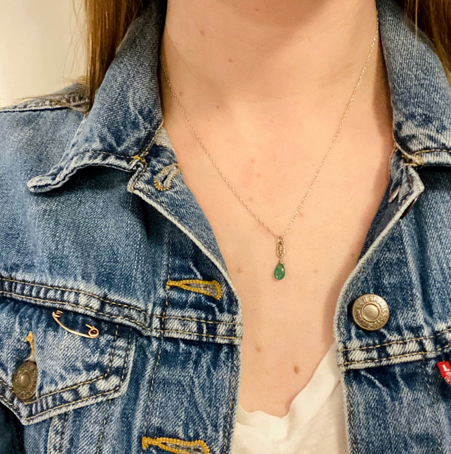 Emerald and White Gold Filigree Necklace by brunet